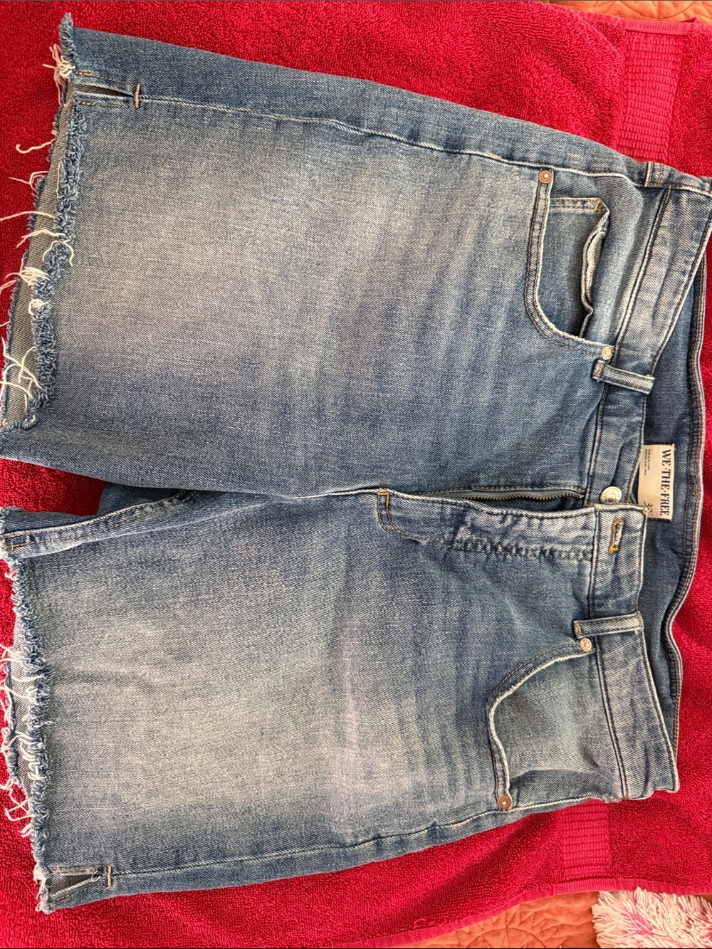 We The Free Light Blue Cropped Denim Bermuda Shorts
